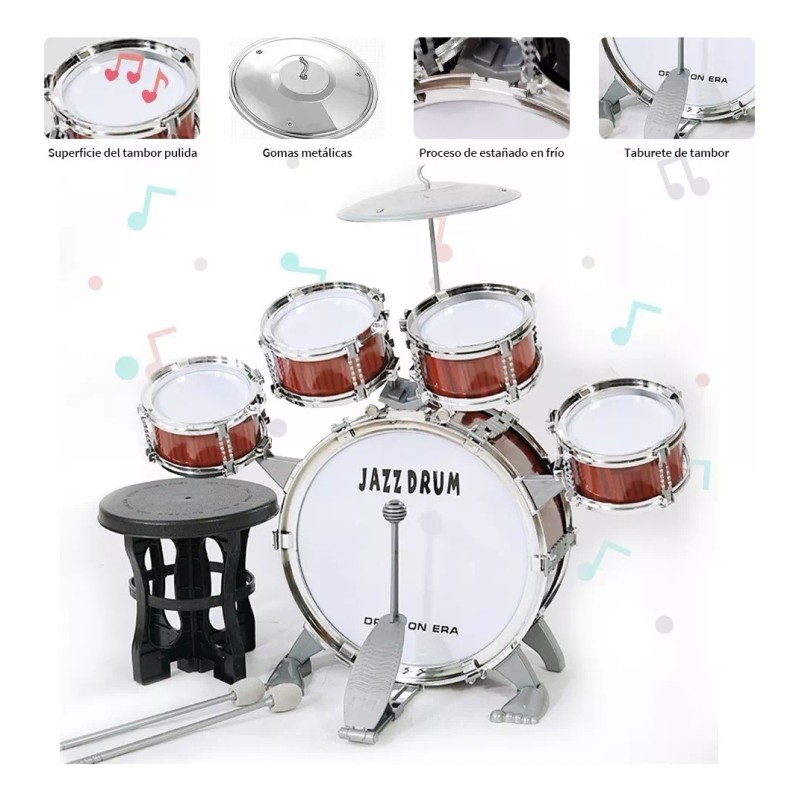 TOYGAGADE Batería Niños Banco Baquetas Platillo Bombo Musicales Toygagade