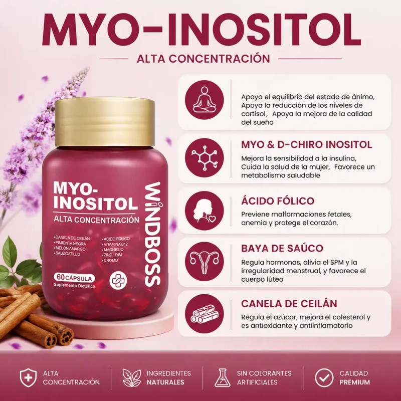 Windboss Combo De Inositol Y Vitaminas 60+60 Cápsulas Blanda