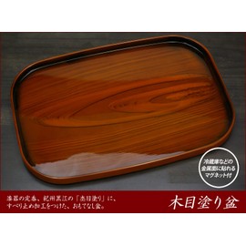 Tatsu Craft Pitatto Wood Grain Painted Tray, 14.2 inches (36 cm), Anti-Slip, Teak Tray, Stylish, Plastic, Made in Japan