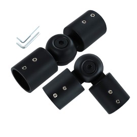 Window Corner Curtain Rod Connector Set of 2, Adjustable Heavy Duty Curtains Rods Connector Hinged Elbow for Bay Windows Blinds with 1 inch Black Metal