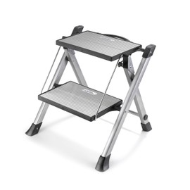 Polder Easy-Close Aluminium 2-Step Stool, Ladder with Non-Skid Feet, Folding Step, Top Step Height - 1.4 feet
