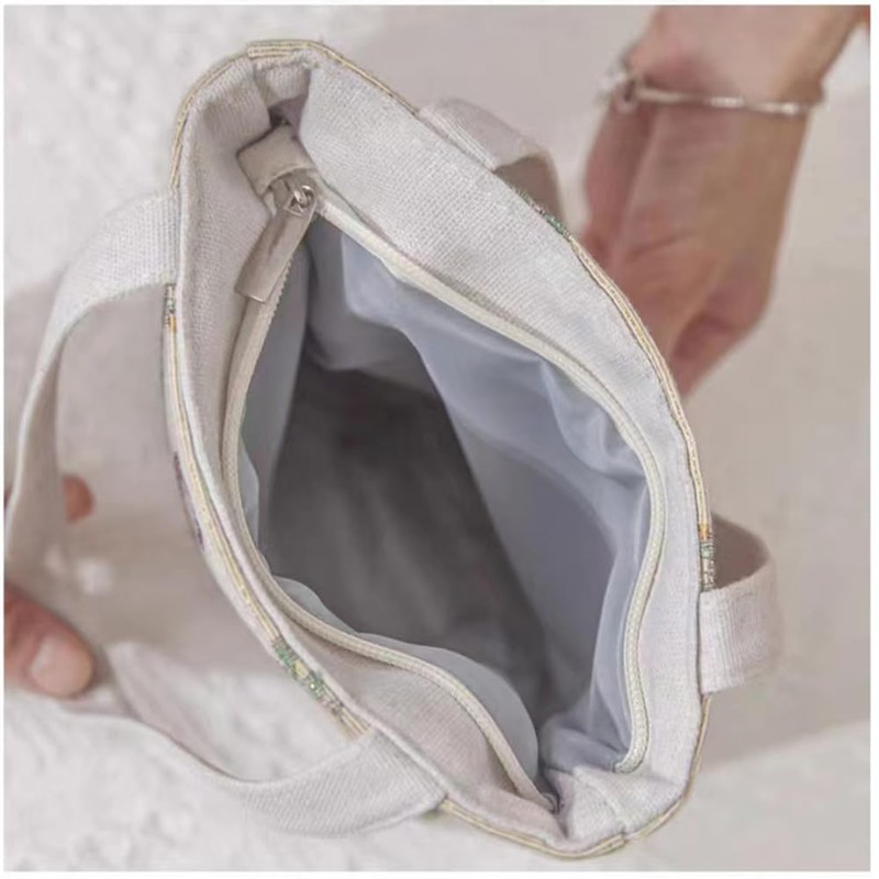 Aadahai Canvas Handbag, Handbag, Cloth Wrap, Cotton Linen Ethnic Style