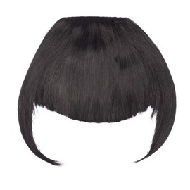 Clip in Bangs Fringe Hair Extensions Thick Full Neat Front Bangs Extension Hair 2 Clips on Bangs Hairpieces Accessories Black