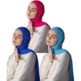 Muslim Hijab for Women Scarf Large Headscarves Soft Head Wraps Long Turban Headwraps Tie Stretch Hair Wraps Headbands 3 Pack