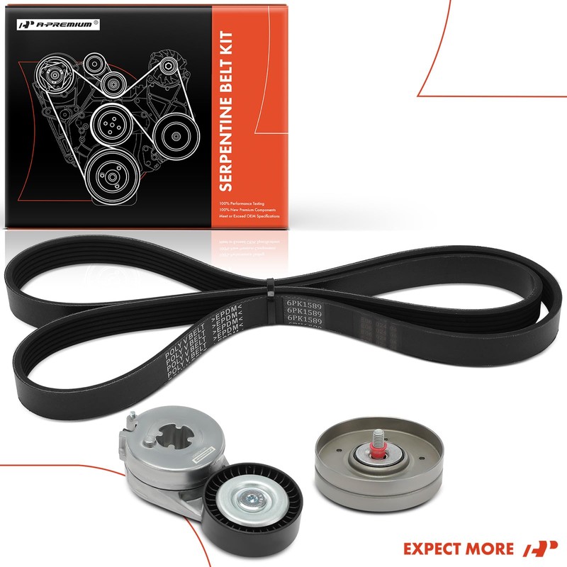 A-Premium Engine Serpentine Belt Drive Kit Compatible with Cars -