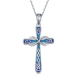 SVODEA Celtic Knot Cross Necklace for Women 925 Sterling Silver Infinity and Trinity Knot Pendant Necklaces Religion Jewelry Anniversary Birthday Gifts for Women Mom