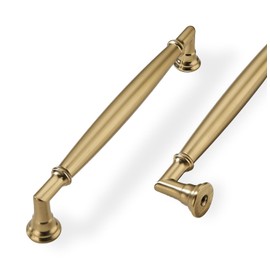 khtumeware 2 Pack 6-5/16 Inch(160mm) Brushed Brass Cabinet Pulls Heavy Duty Solid Warm Gold Cabinet Handles Kitchen Cabinet Hardware for Cupboard Drawer Handles
