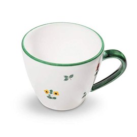 GMUNDNER KERAMIK Gourmet Coffee Cup Capacity 0.2 Litres Scattered Flower Crockery Handmade in Austria