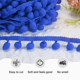 M METERXITY Pom Pom Ball Fringe Trim, 10 Yards 11mm Ball Fringe Trim Ribbon Sewing Accessory for Home Decoration/DIY Crafts/Curtain/Pillow [Sapphire Blue]