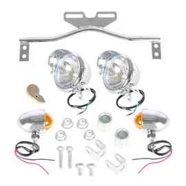 waltyotur Motorcycle Turn Signals Fog Light Turn Light Bar Kit with Bracket Set Chrome