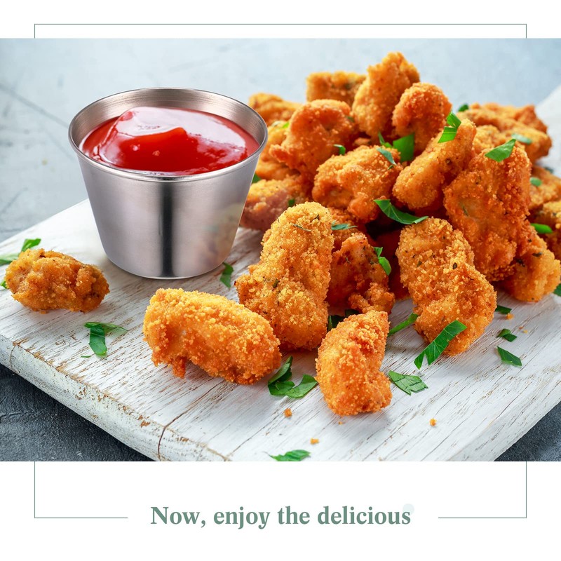 Potchen 48 Pack 2.5 oz Metal Ramekins Sauce Cups Stainless
