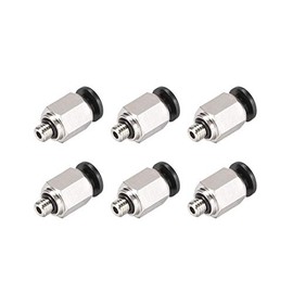 sourcing map Straight Pneumatic Push to Quick Connect Fittings M5 Male X 4mm Tube OD Silver Tone 6pcs