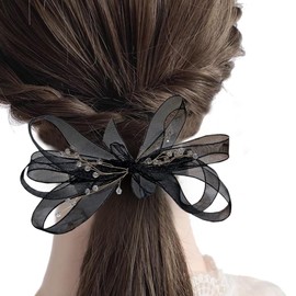 JKQBUX Forest-style Hair Bow Clips Bride Hair Pins Beads Bowknot Clips Barrette for Women Girls Party Wedding Hair Accessories