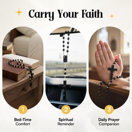 RosaryMart Catholic Rosary Beads for Prayer – Green Plastic Rosary Necklace with Crucifix, Durable Nylon Cord, Made in Italy, Devotional Prayer Beads for Women and Men – Pack of 25