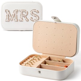 Belanttega MRS Travel Jewelry Case for Bride Jewelry Box Small Jewelry Organizer, Essentials Travel Accessories for Women Wedding Gift, Birthday Gifts Valentine's Day Gift for Women Mom Grandma