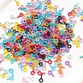 200 Pcs Screw Eye Pins for Jewelry Making, Colorful Small Screw Eye Pins Screw Clasps,Jewelry Eye Hooks,Self Tapping Screws, Mini Hoop Pegs,Craft Eyelets for DIY, Arts,Crafts and Sewing