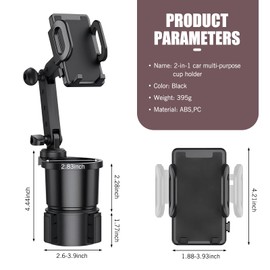 Downhill 1 PC Car Cup Holder, 2 in 1 Car Phone Holder Mount, in-car Anti-Vibration Stands Expander, 360° Rotating Cup Holder Phone Mount, Suitable for Most Cars, Trucks and SUVs (Black)