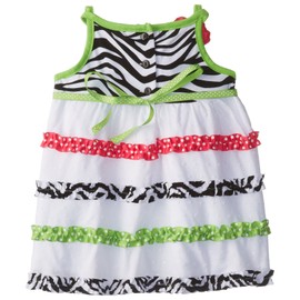 Rare Editions Baby Girls' Zebra Print To Dress with Ruching, White/Black, 24 Months