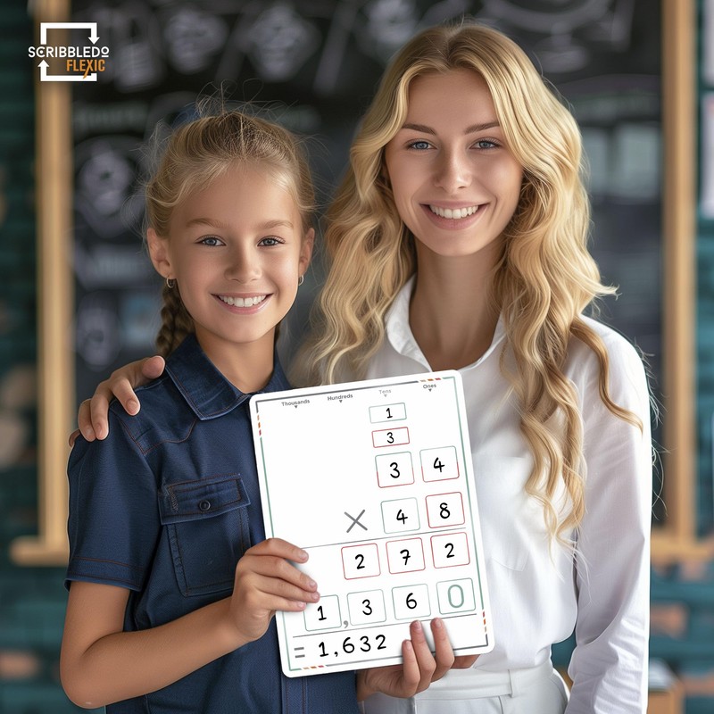 SCRIBBLEDO Multiplication Practice 9"x12" Small White Board Dry Erase Sheets