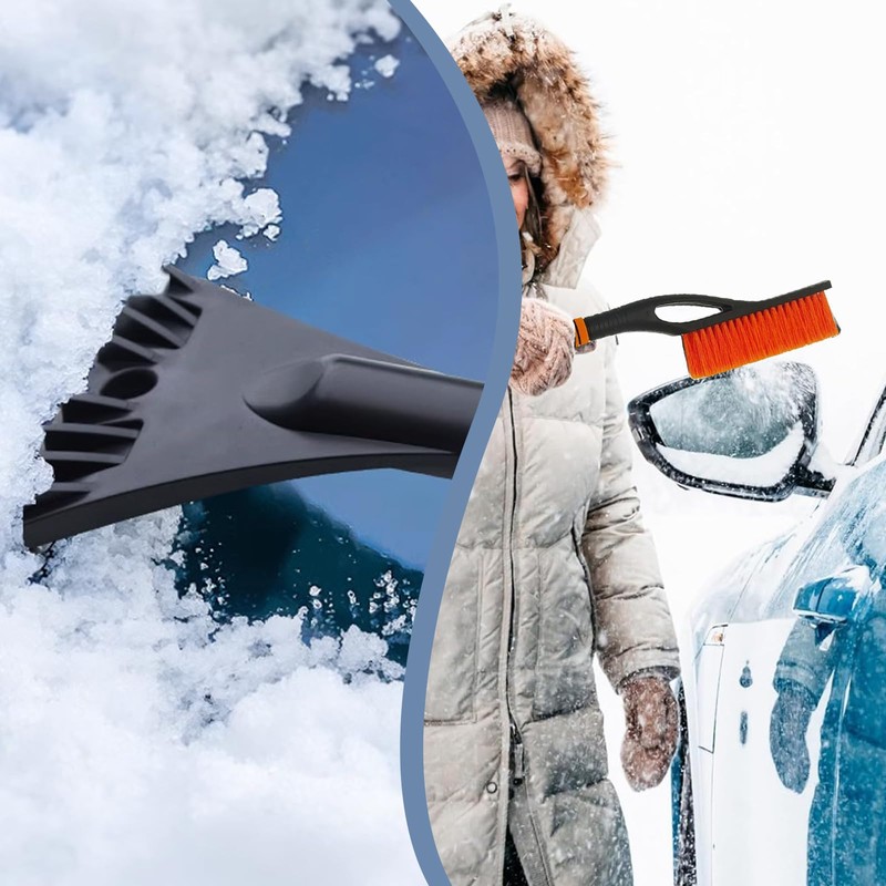 langyoujia Car Ice Scraper with Broom, 2-in-1 Car Ice Scraper
