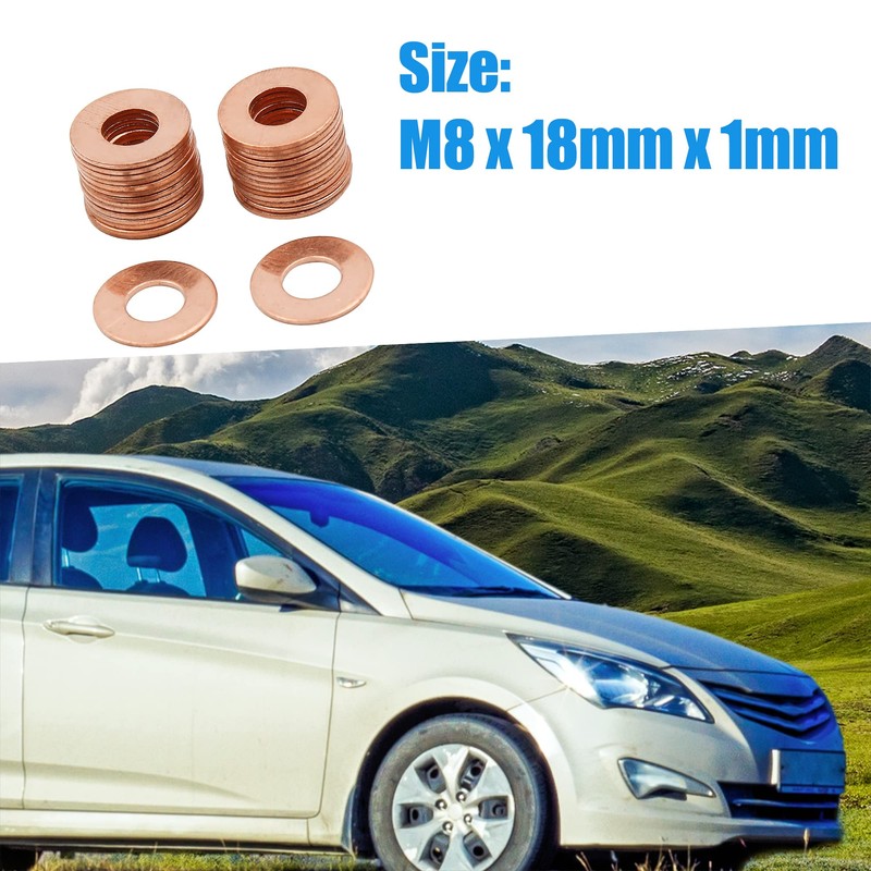 A ABSOPRO Pack of 30 Copper Flat Discs Universal M8