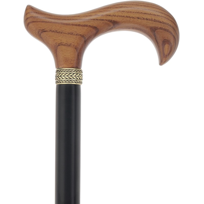 Derby Comfort Cane with Stained Ash Wood Handle, Black Beechwood