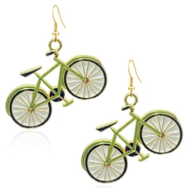 CWVHQ Bike Drop Earrings Unique Handmade Lightweight green Bicycle Dangle Hook Earrings for Women (bicycle)