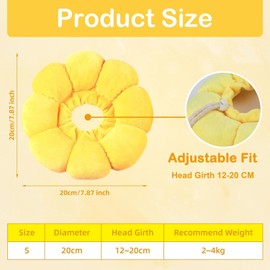 Cat Recovery Collar, Cat Cone Set With Chew Rope, Cat Cones To Stop Licking, Sunflower-Shaped Cat Doughnut Collar, Cat Cone Collar Soft For Cats With Head Circumference 12-20cm