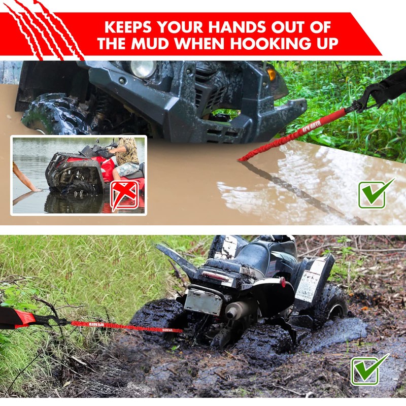 XPV AUTO Recovery Strap (18,000lb.) 2FT with Winch Hook and