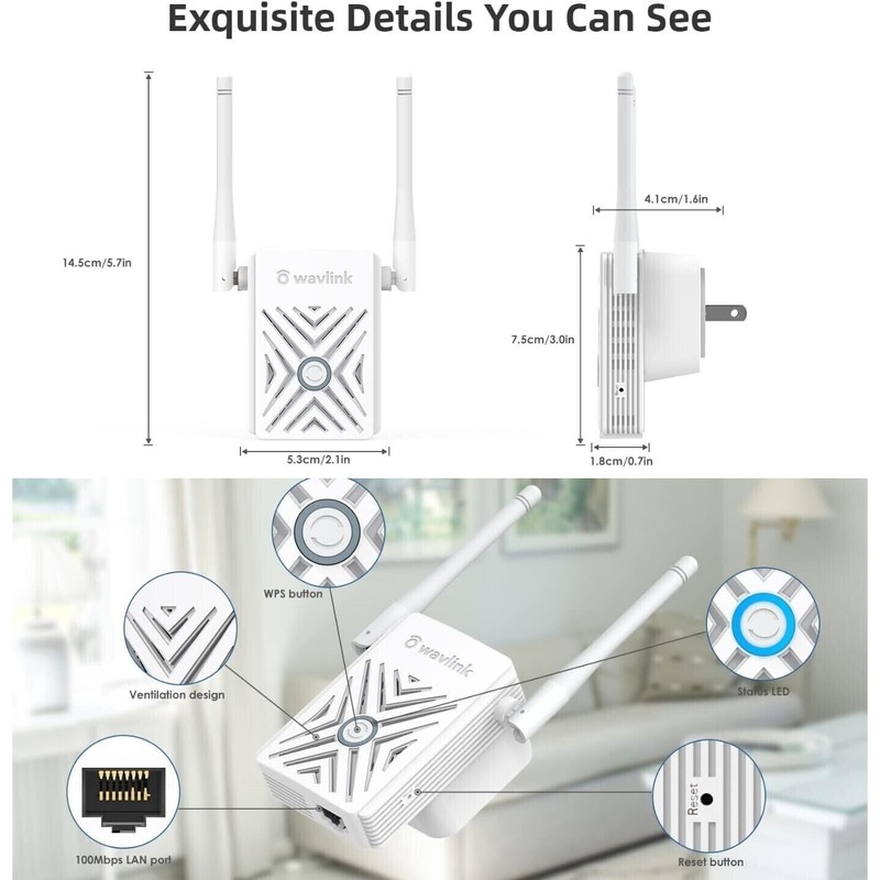WAVLINK WiFi Extensor Amplificador Repetidor De Señal WIFI Largo Alcance