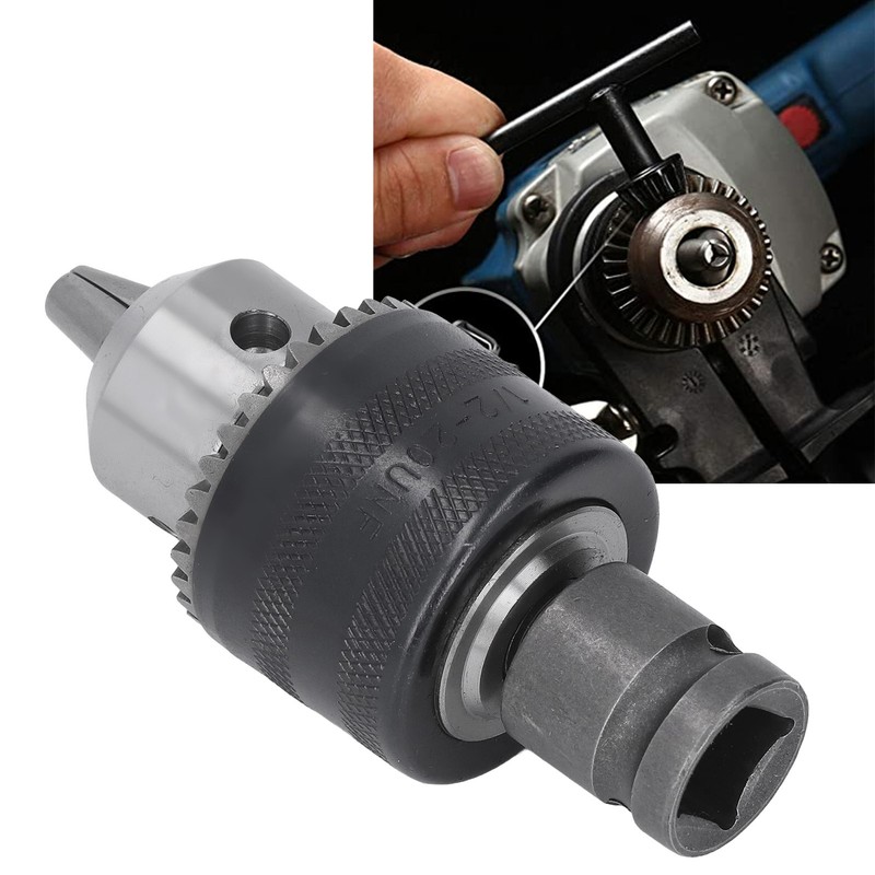 3 Jaw Drill Chuck 1/16‑1/2in with Tightening Key for Impact