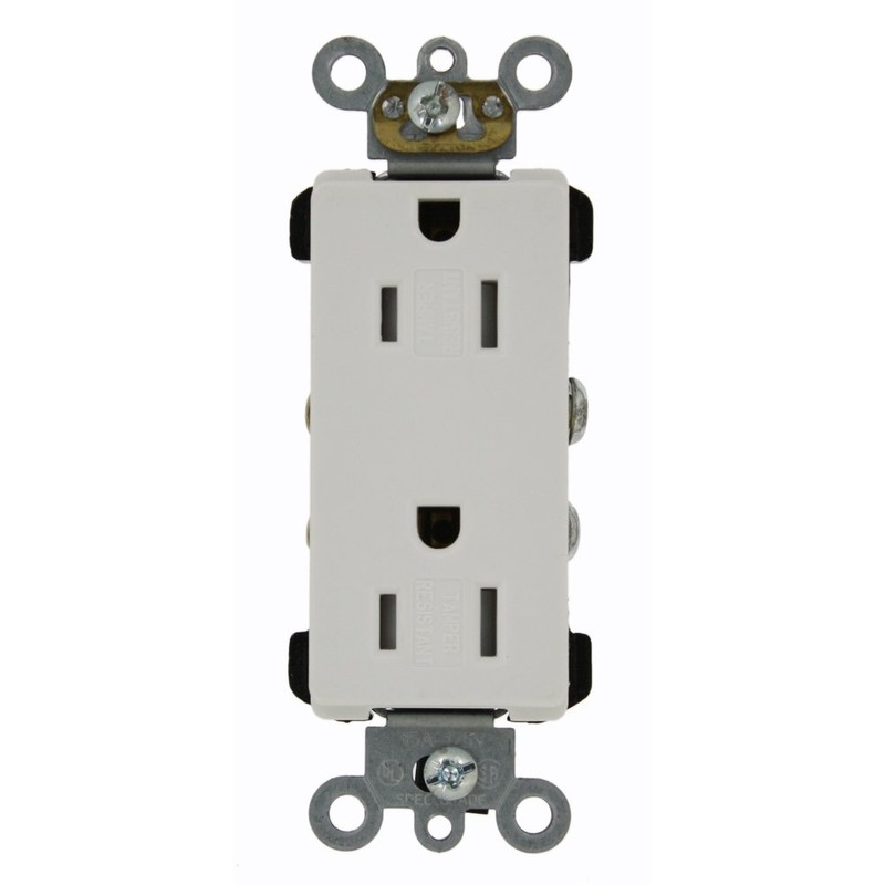 Leviton TDR15-W 15 Amp, 125 Volt, Decora Plus Duplex Receptacle,