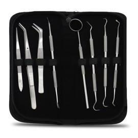 STELLMACHER 8 Pcs Dental kit, Dental Tools, Teeth Cleaning Tools, Dental Pick, Dental Hygiene Kit, Plaque Remover for Teeth, Professional Stainless Steel Tooth Scraper Plaque Tartar Cleaner