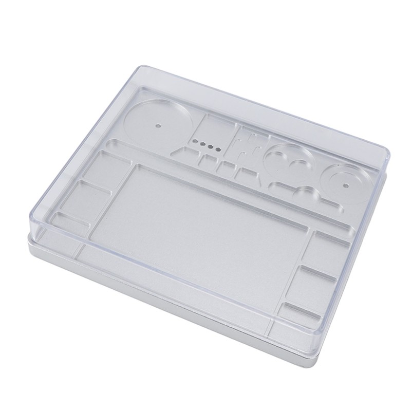 Watch Movement Repair Box Aluminum Alloy Storage Tray with Acrylic