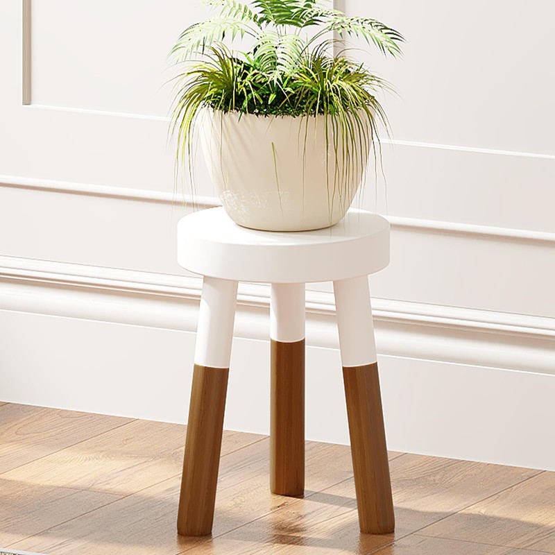 LitaEther 9" Rubber Wood Plant Stool, Wood Accent Stool, Reverse