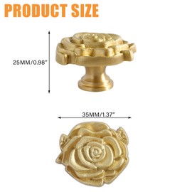 Pack of 2 Rosette Gold Furniture Knobs, Brushed Brass Handles, Golden Round Knob, Cabinet Handles with Screws, Kitchen Handles, Cabinet Knobs, Cupboard Single Hole Handle, for Wardrobe, Dresser,