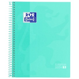 Oxford, Europeanbook 1 A5 Squared Notebook 5 x 5 Micro Perforated Notebook Extra Hard Cover 80 Sheets Ice Mint