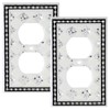 YNQIZKI Bling Outlet Covers Wall Plate Silver Sparkle Receptacle Cover,Single