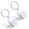 Pack of 2 Metal Key Rings with House, Silver Small