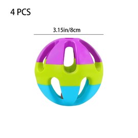 YanHLQJY 4 Pack Cat Toy Balls,Plastic Ball Cat Toys Pet Parrot Toy Bird Bell Ball Colorful Birds Ball with Bell for Small Pets Puppies Cats Parrots or Hamsters