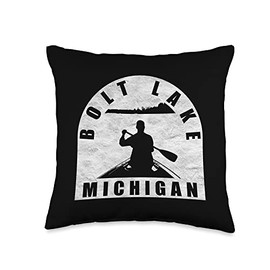 Bolt Lake Canoeing Michigan Throw Pillow