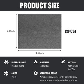 FSTURIOS 5PCS Thickened Magic Cleaning Cloth, 10"×8" Microfiber Cleaning Cloth Streak Free Polishing Towel, Reusable Lint Free Cleaning Rags for Car Mirror Glass Window TV Screen