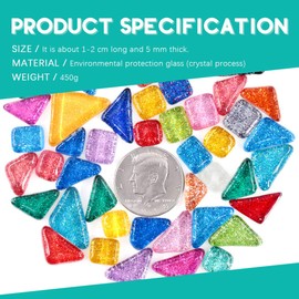 Swpeet 1 Pound Mixed Colors Shine Crystal Series Mosaic Tiles Assortment Kit, Square and Triangle Genuine Mosaic Tiles Glitter Crystal Mosaic Perfect for Home Decoration Crafts - Mosaic Tiles C