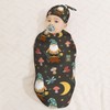 AuHomea Gnome Frog and Mushrooms Newborn Swaddle Blanket with Beanie