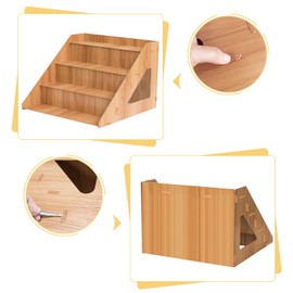 JoyHuaTrade 4 Tier Retail Wooden Display Riser, Wood Craft Fair Display Rack Candle Soap Stand for Shows Countertop Stand for Tumblers Cupcakes Candy Collectibles Perfume