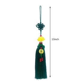 FengshuiGe Car Hanging Decoration Lotus Flower Charm Tassel for Car Decoration Wall Hanging Decor/Wealth/Prosperity/Success (Green)