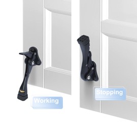 Nisorpa 12 Pieces Heavy Duty Black Door Stopper,Door Stops with Adjustable Rubber Tips for Bottom of Door Metal Kickdown Spring Door Stopper Kick Down Door Stop Door Prop to Keep Door Open