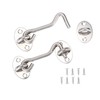 Pack of 2 storm hooks with eyelet, cabin hooks, stainless