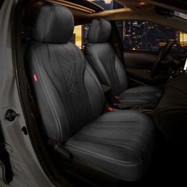 CAAP DRIVEN Touring Series Leatherette Full Set Seat Covers Universal for Cars Trucks SUV, Black, CA-SC-Touring-Full-BK
