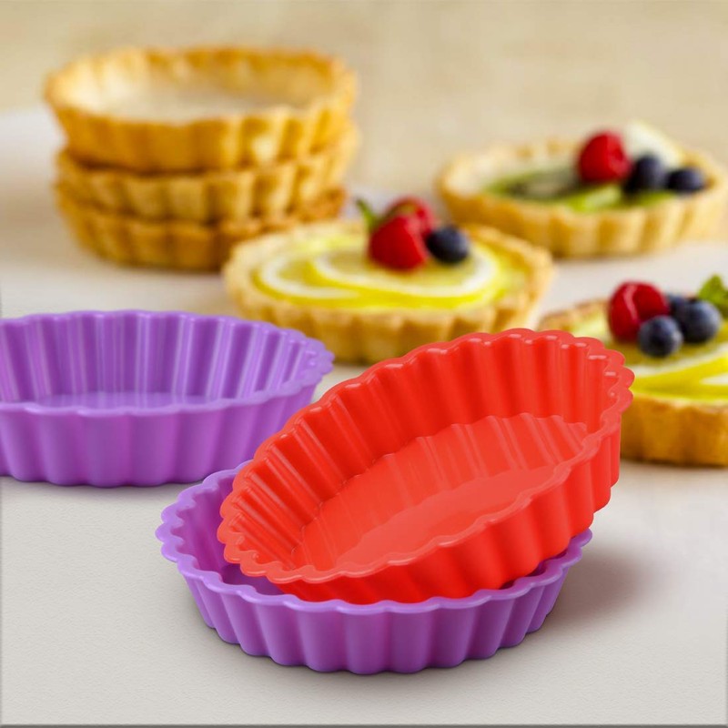 FUNBAKY Silicone Quiche Pan, Mini Pie Pan Non-stick Round Silicone